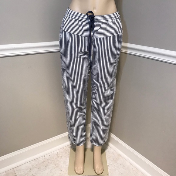 Madewell Pants - MADEWELL NWT Blue Stripework Drawstring Pants Sz L